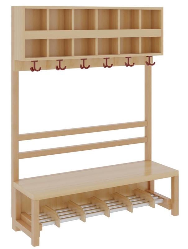 Komplettgarderobe 6 Plätze doppelte Ablage, versandkostenfrei